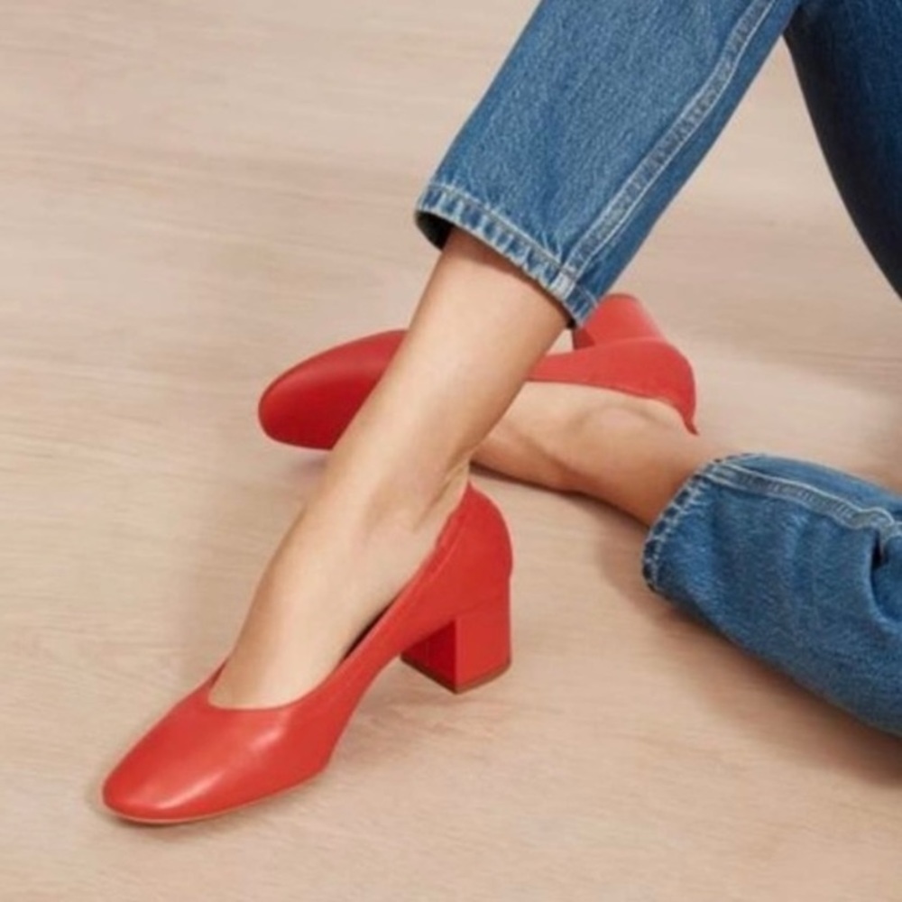 Everlane Nappa Leather Day Heel in Bright Red